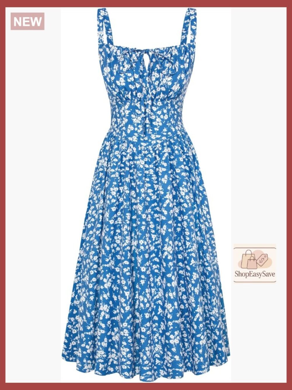 Floral Midi Corset Sundress Adjustable Straps Ruched Back A-Line Summer Chic